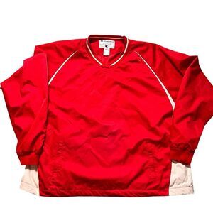 Champion Logo Scout Red Pullover Windbreaker Jacket Men’s 3XL V Neck B2410